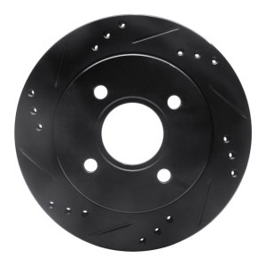 Ford Contour Brake Rotor (1) - Rear Left - R1 Concepts - Drilled & Slotted - Black - `95-`04